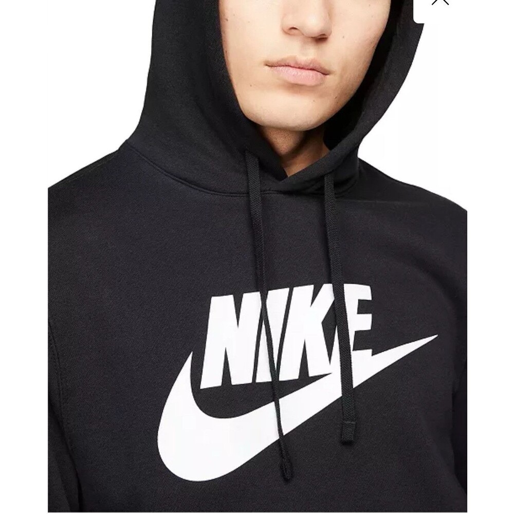 Nike Sportswear Club Fleece Graphic Hoodie Mens Black Size Large BV2973-010 NEW - Picture 3 of 6